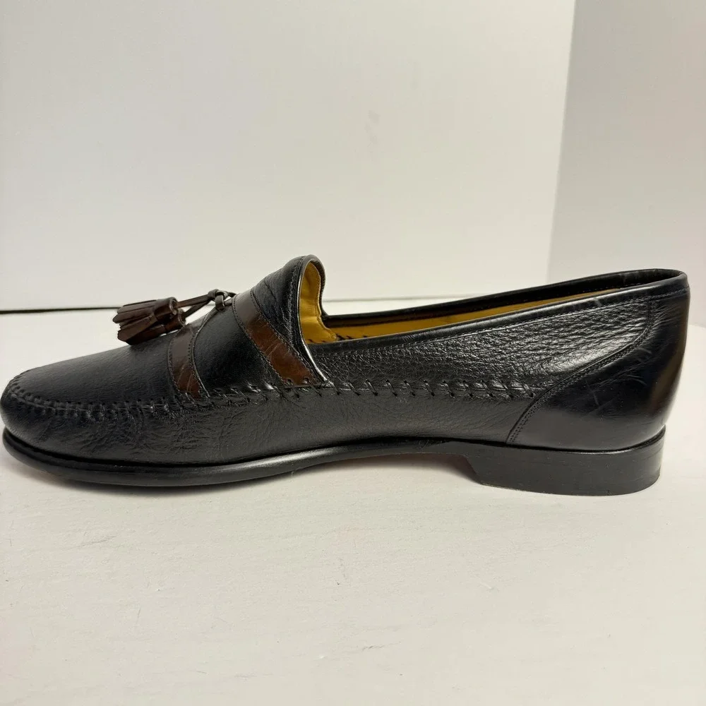 Mezlan Sierra Shoes Mens Size 12‎ Black Brown Leather Dress Tassel Loafers Spain